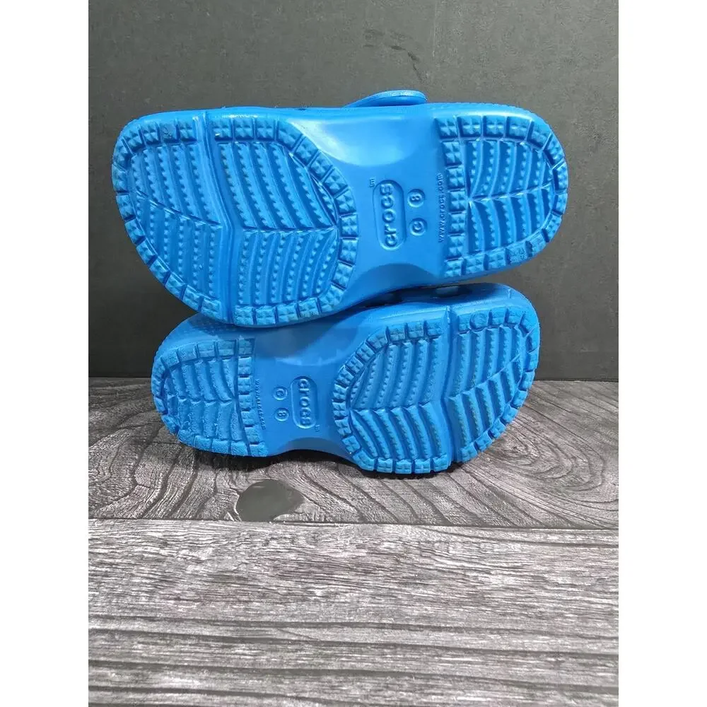 Crocs Classic Clog Unisex Kids Blue Slip-On Strap US C8 toddler FREE CHARM!